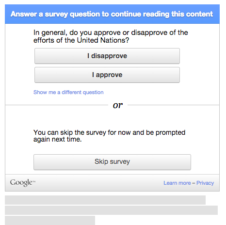 Google Survey in the Wild