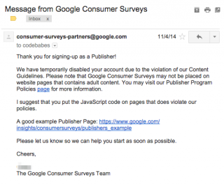 Google Surveys Denial